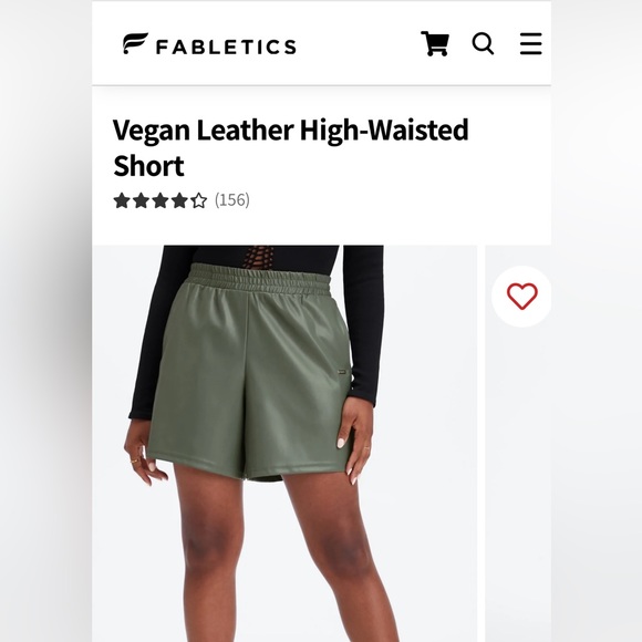 NWT FABLETICS vegan leather green high waisted shorts - Picture 1 of 3